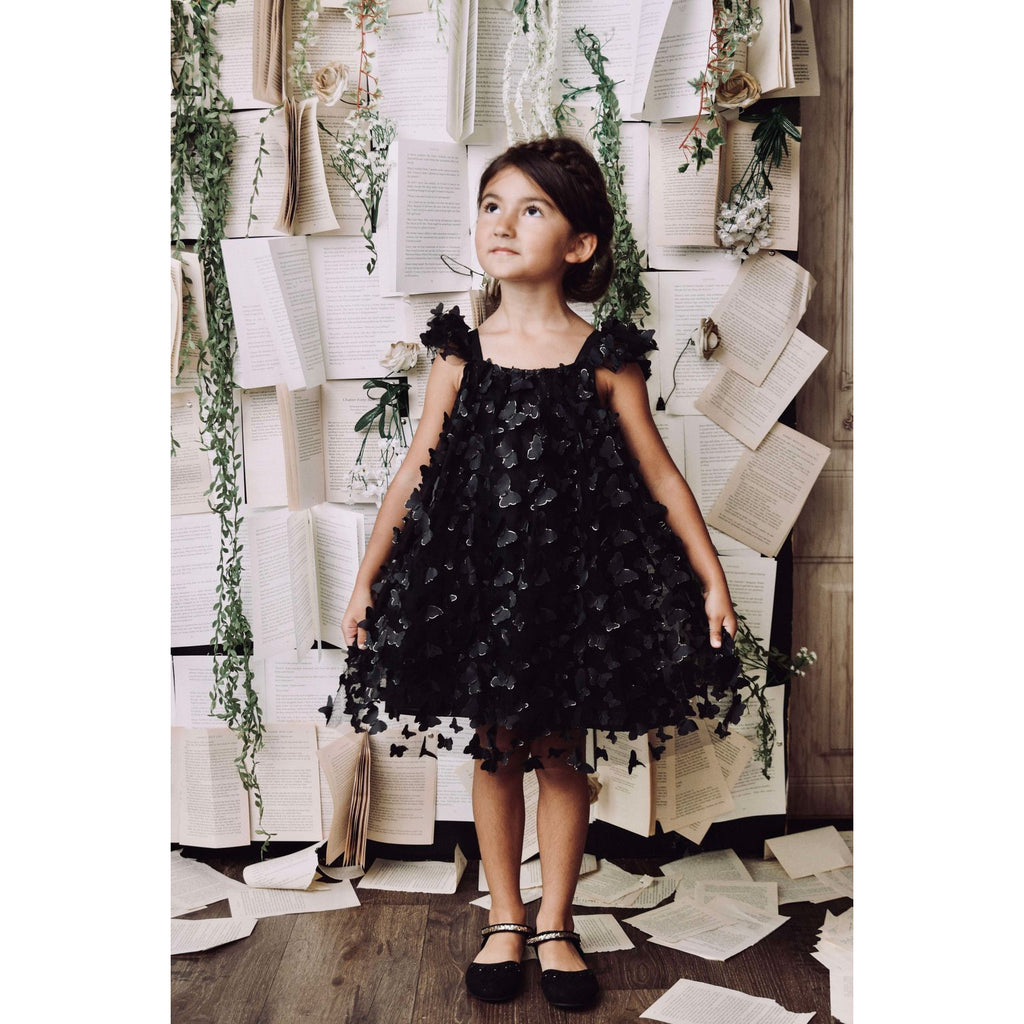 Dolly By Le Petit Tom Allover Butterflies Tutu Dress | Black