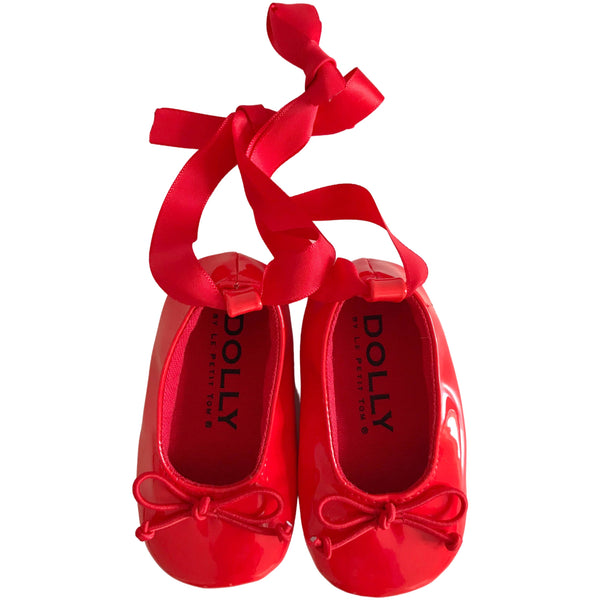 Dolly By Le Petit Tom Baby Ballerinas With Rribbons | Red