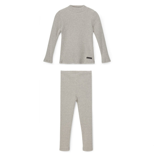 Organic Rib Sweater With Leggings Set | Light Grey