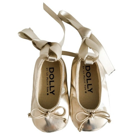 Dolly By Le Petit Tom Baby Ballerinas With Rribbons | Gold