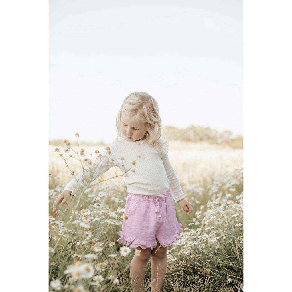 Muslin Coconut Olive Top With Butterfly Frill Short Set