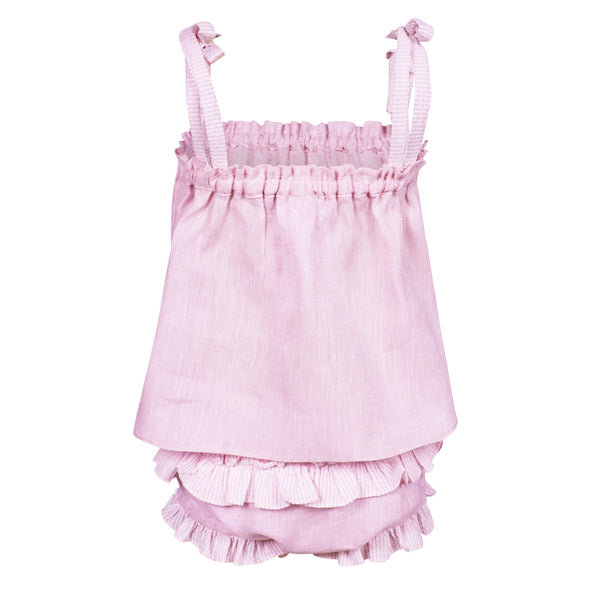 Chloe Bloomer Set | Pink With Pink Stripes