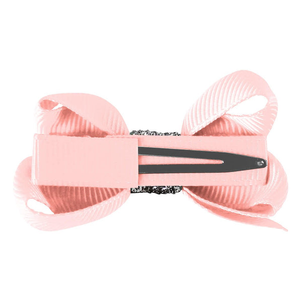 Small Boutique Bow Alligator Clip | Powder Pink Glitter