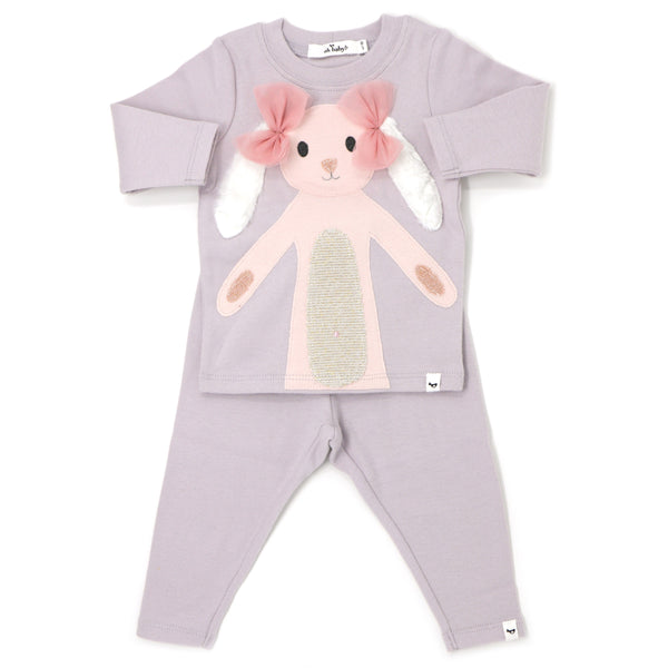 Meadow Bunny Pink With Mesh Bows Two Pieces Set | Misty Lavender