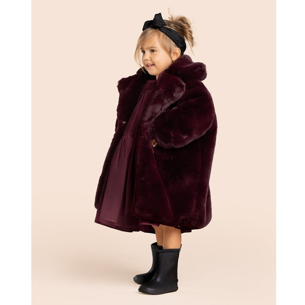 Kids Faux Fur Coat l Maroon