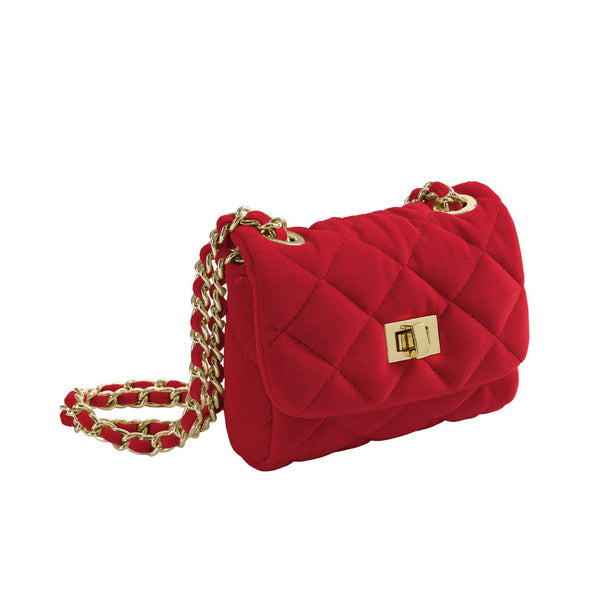 Small Velvet Chain Bag | Scarlet Red