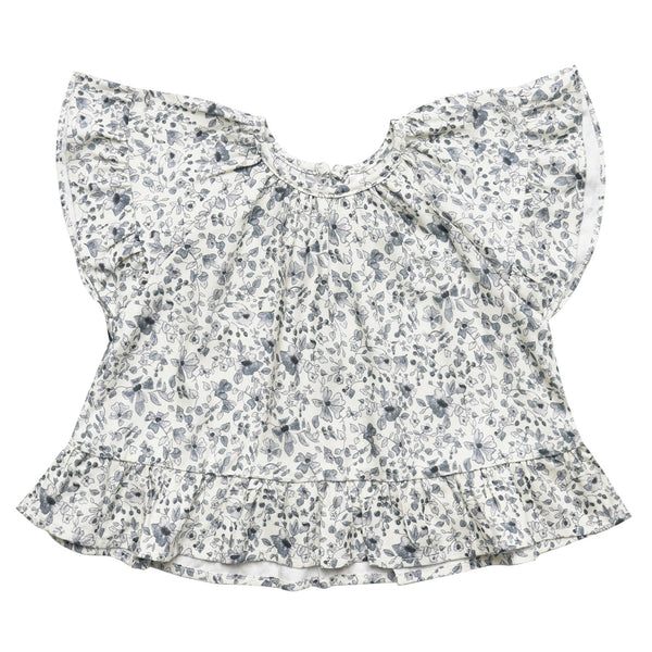 Butterfly Top With Mini Skirt | Ivory & Bluefloral