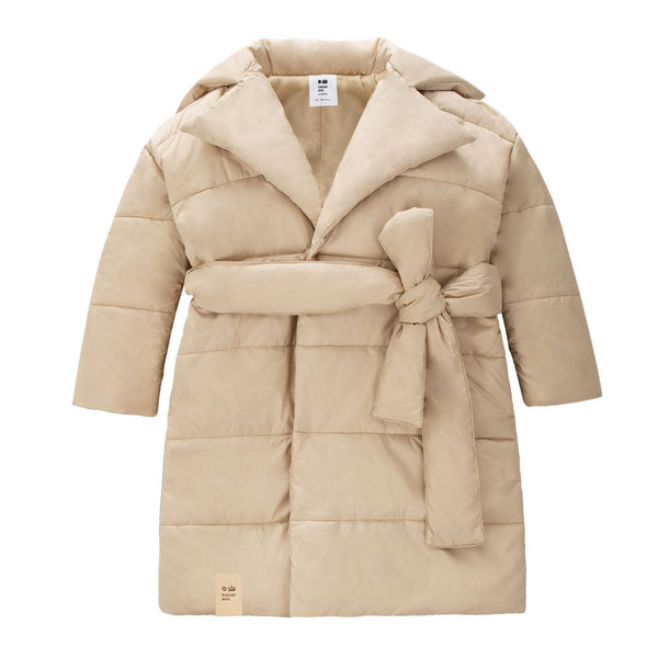 Quilted Nylon Puffer Coat | Beige