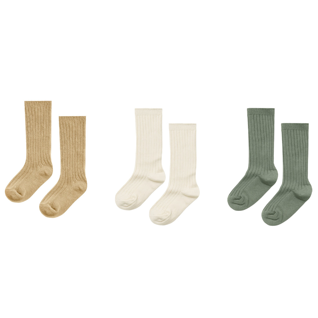 Knee Socks | Almond, Natural & Fern