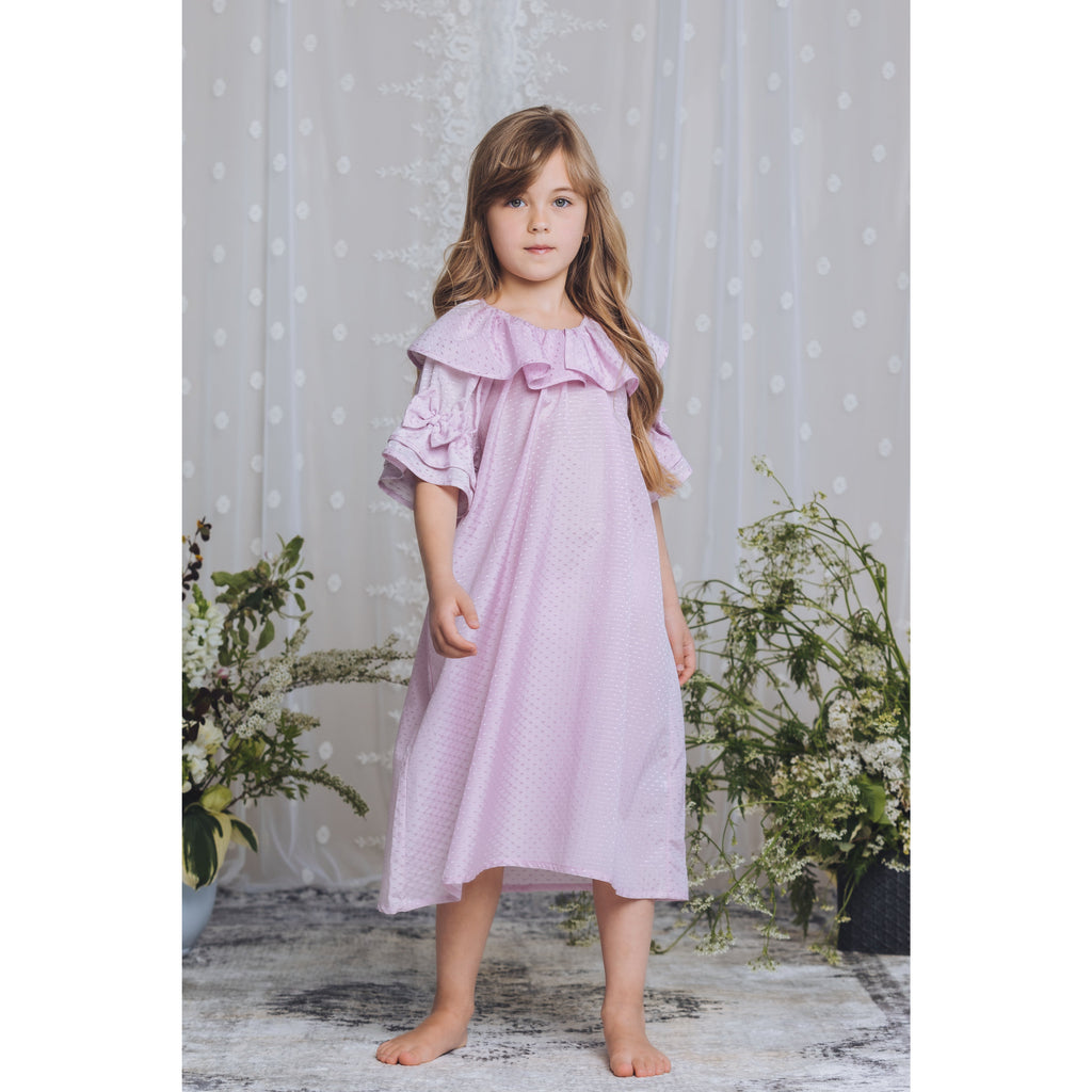 Amara Girls Cotton Silk Nightdress | Violet