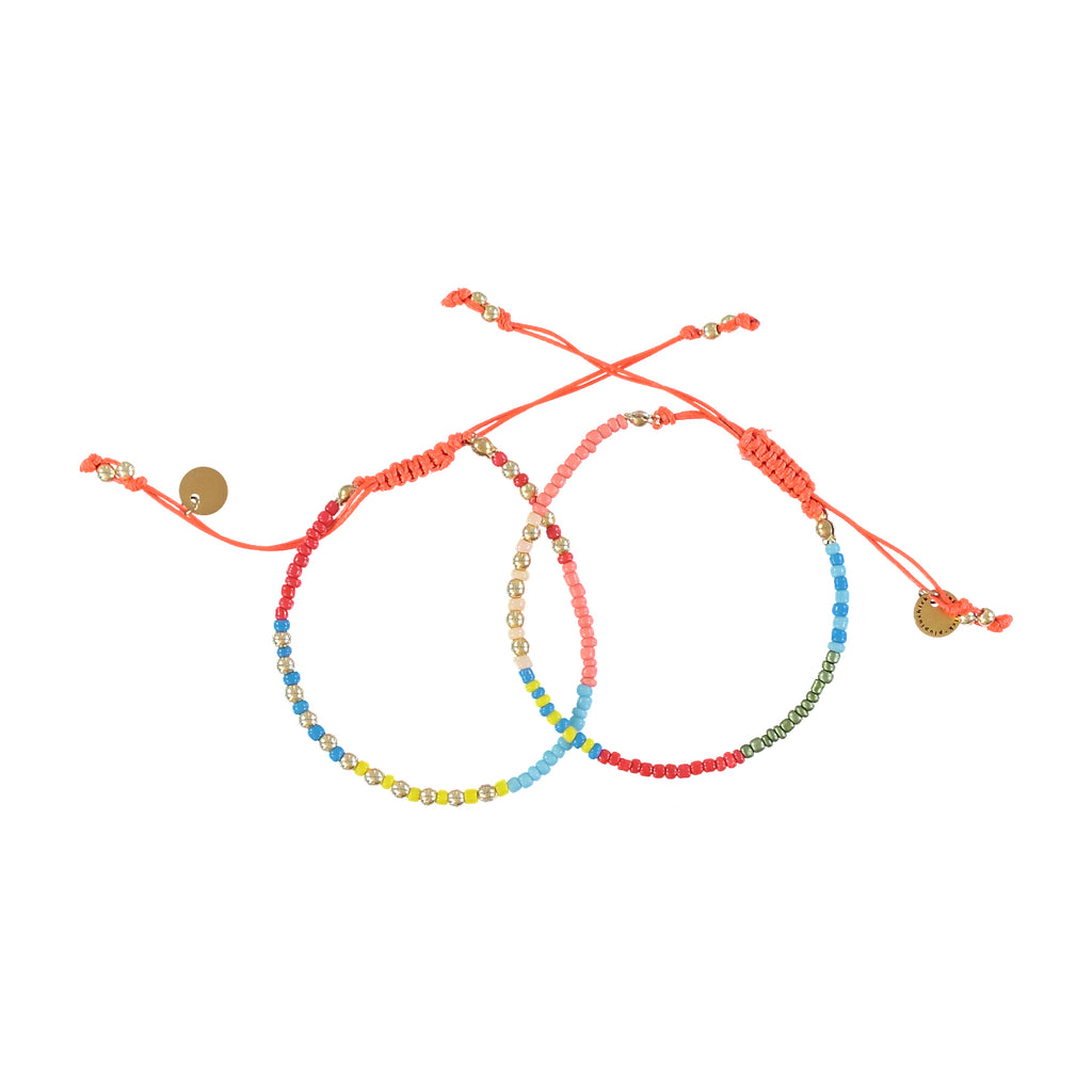Two Bracelets | Multicolor Glass Beads & Gold