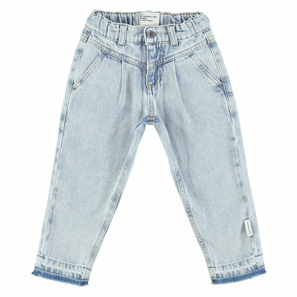 Mom Fit Trousers | Washed Light Blue Denim