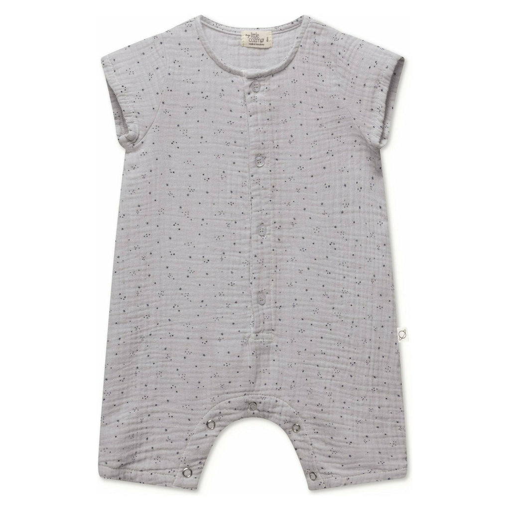 Gauze Star Print Baby Jumpsuit | Soft Grey