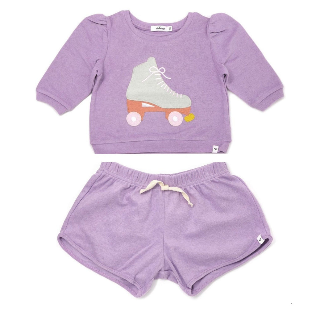 Terry Boxy Sweatshirt With Shorts Set | Lavender