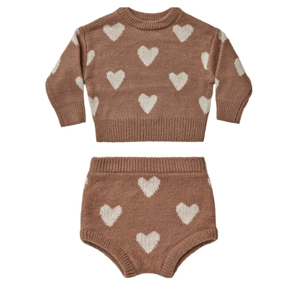 Knit Pullover With Knit Bloomer Set | Hearts