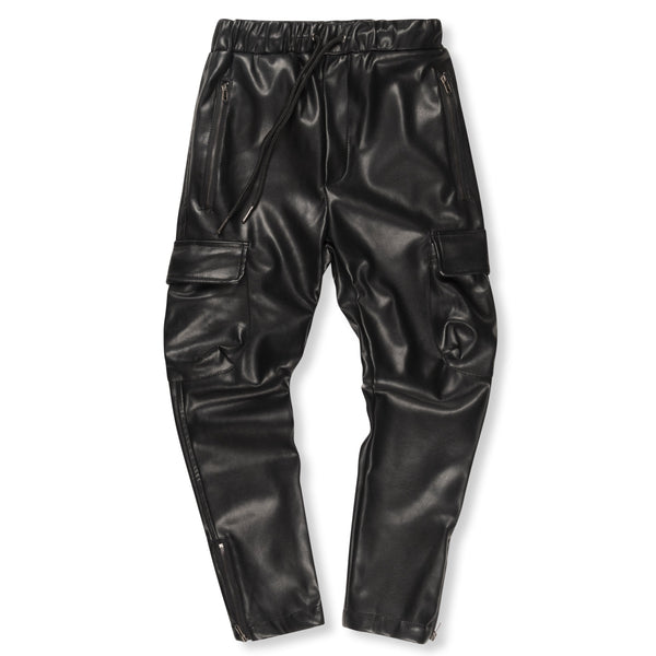 Faux Leather Cargo | Black