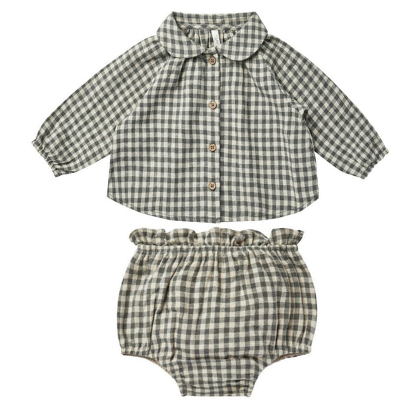Nellie Top With Ruffle Bloomer Set | Marine Gingham
