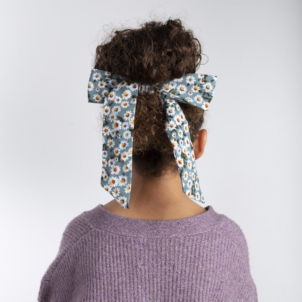 Floral Scrunchie With Tails | Green