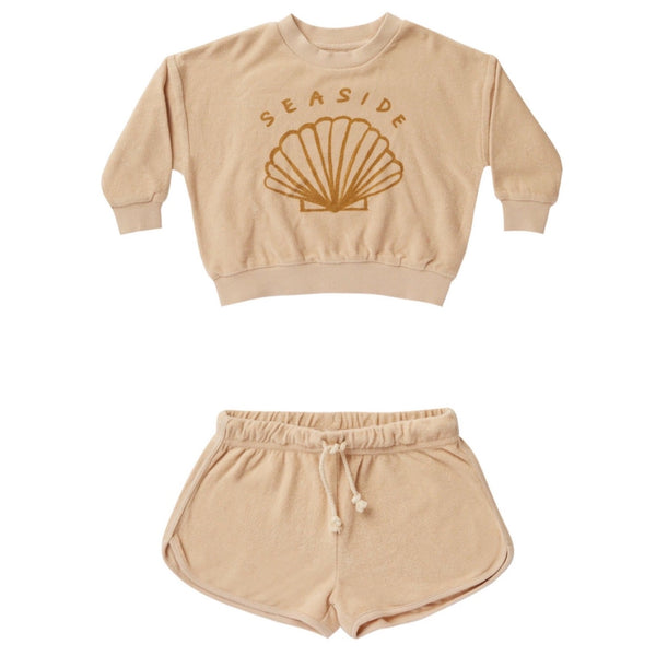 Terry Crewneck With Track Short Set | Shell Seaside