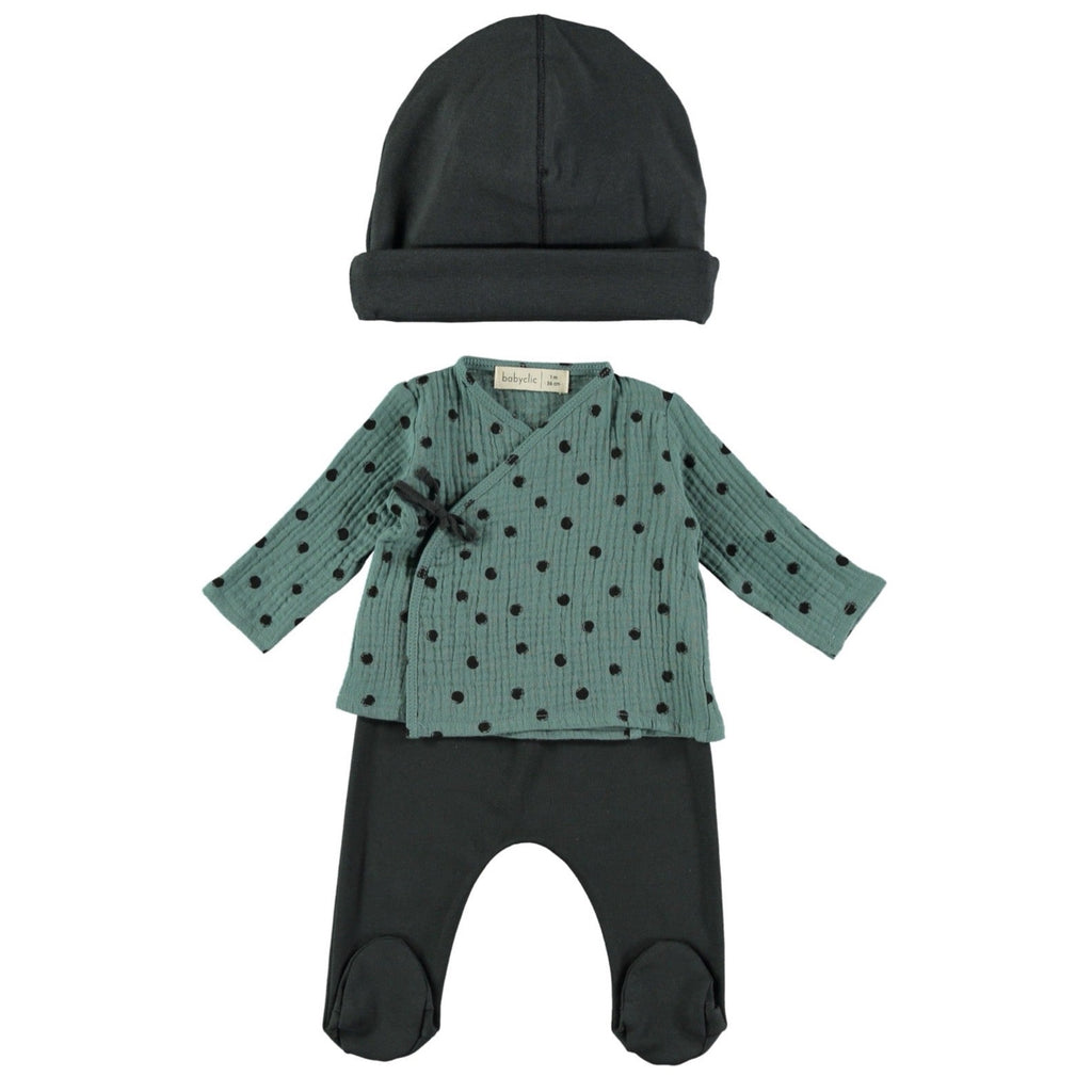 Jacket With Footed Pants Set | Dots Green