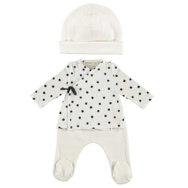 Jacket With Footed Pants Set | Dots White