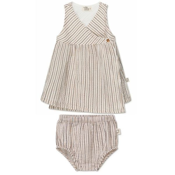 Gauze Stripes Wrap Baby With Bloomers | Ivory