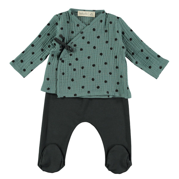 Jacket With Footed Pants Set | Dots Green
