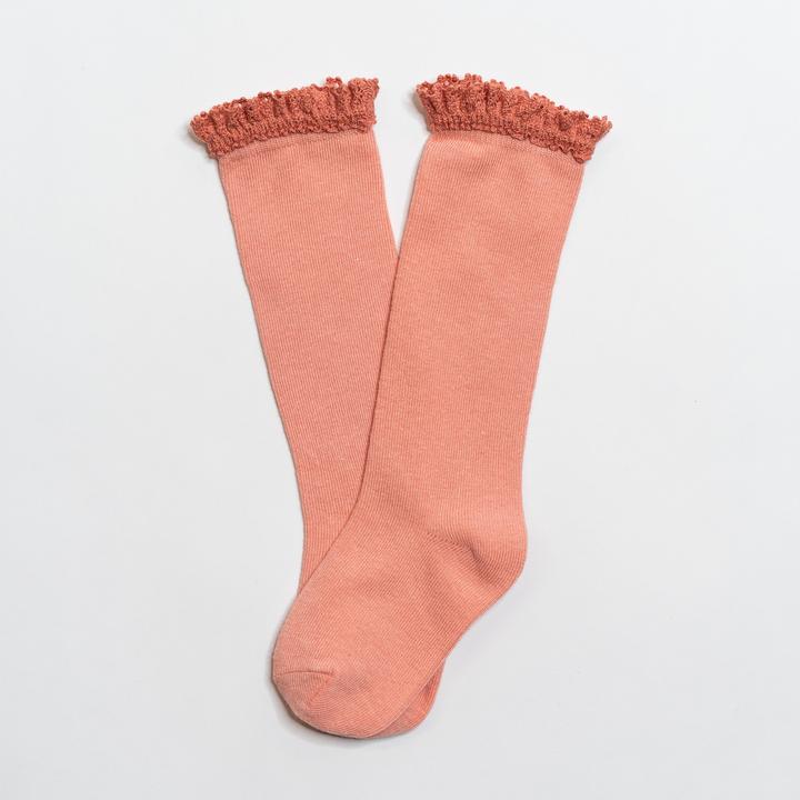 Lace Top Knee Highs | Peach