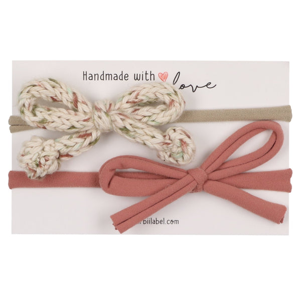 Newborn Gift Set | Multi Crochet & Deep Mauve Bow