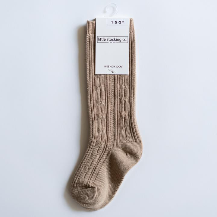 Cable Knit Knee Highs | Oat