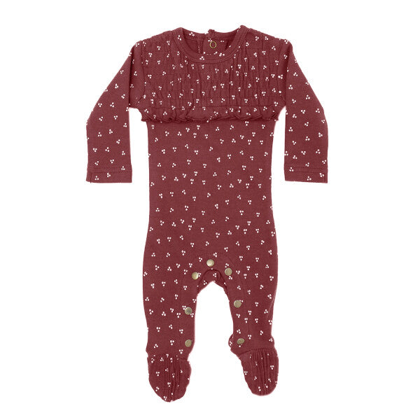 Organic Smocked Baby Footie | Appleberry Dots