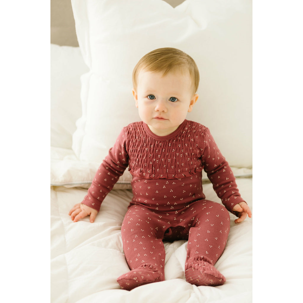 Organic Smocked Baby Footie | Appleberry Dots