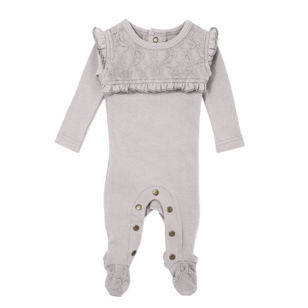 Organic Lace Baby Footie | Fog