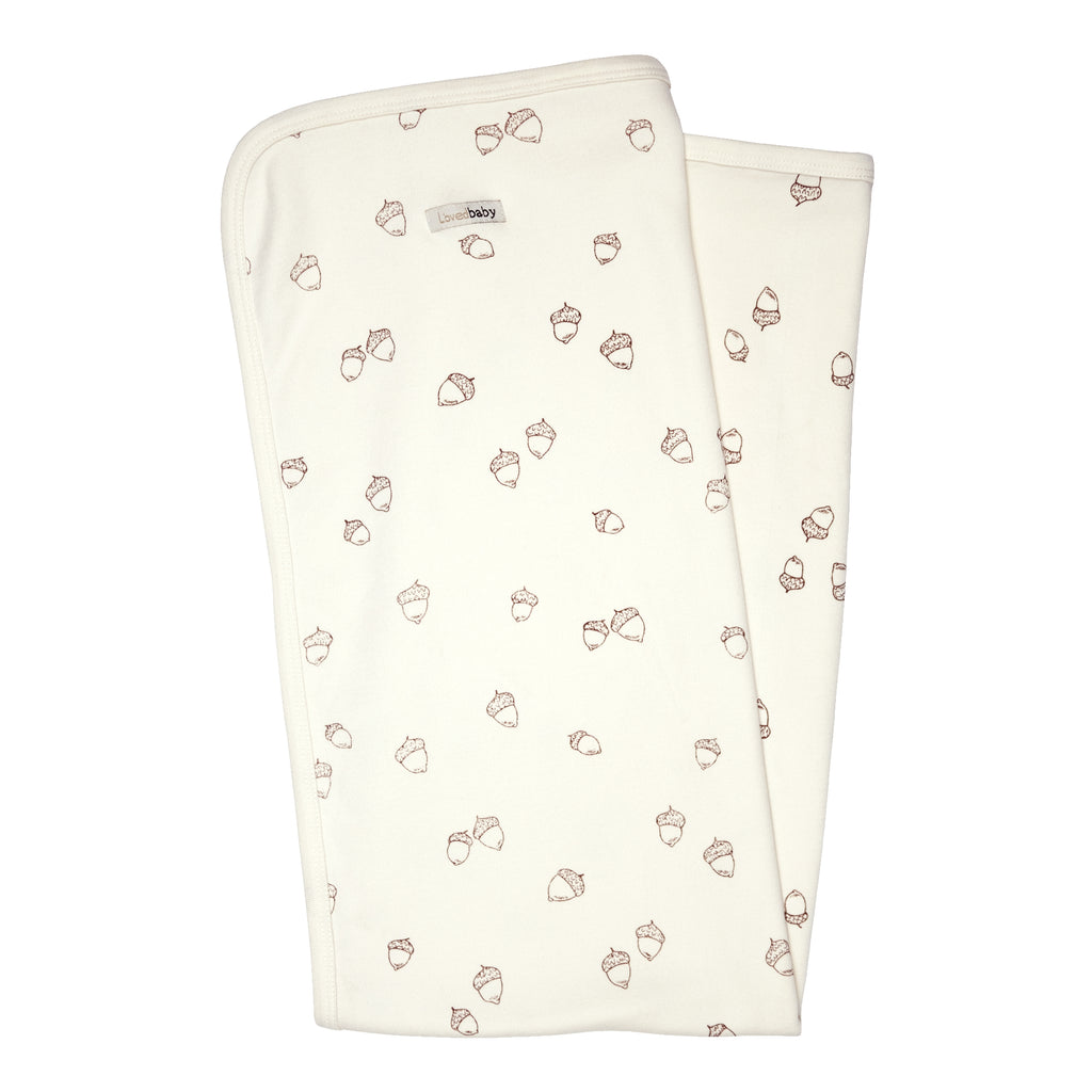 Organic Swaddling Blanket Print | Buttercream Acorn