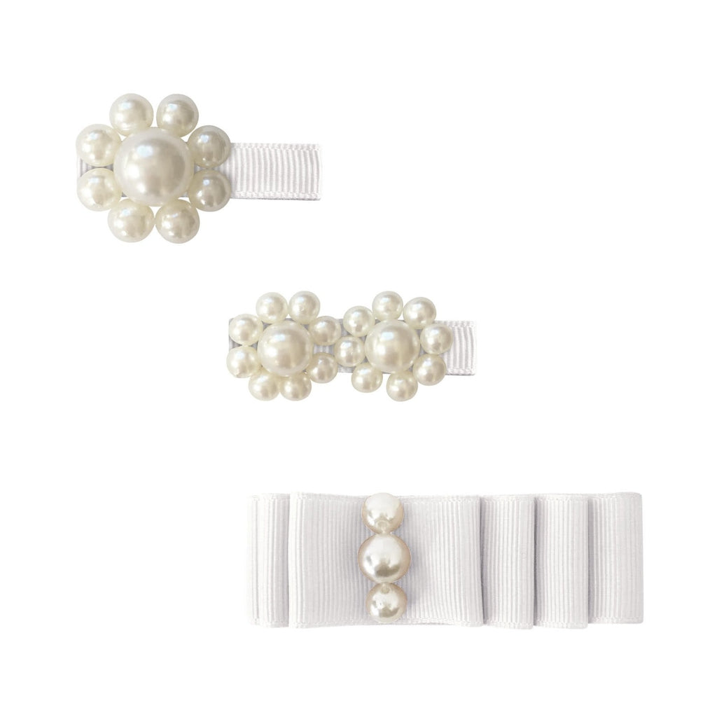 Pearl Grosgrain Collection 3 Different Bows | White