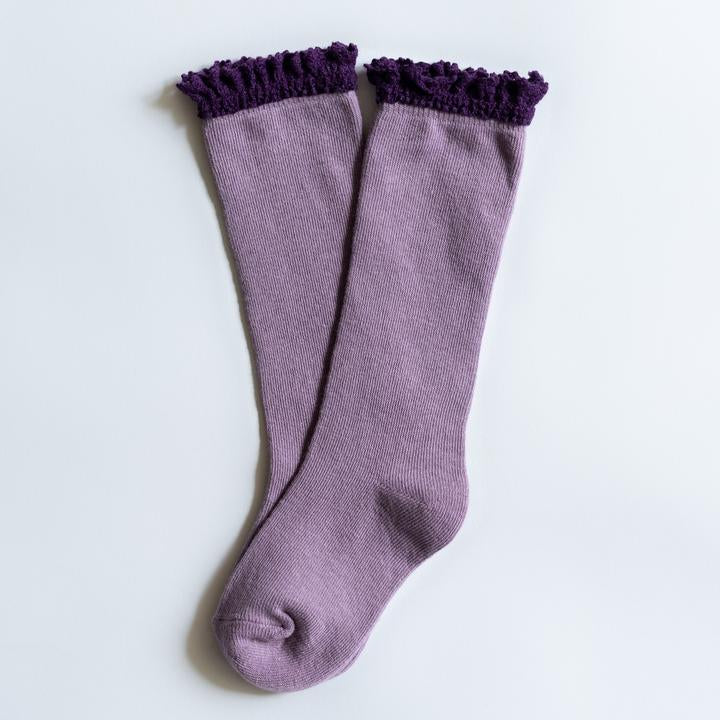Lace Top Knee Highs | Purple & Plum