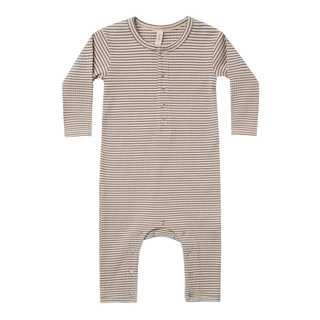 Ribbed Baby Jumpsuit | Charcoal Stripe