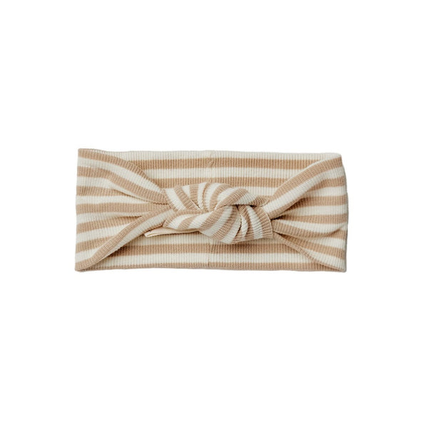 Ribbed Knotted Headband | Latte Stripe