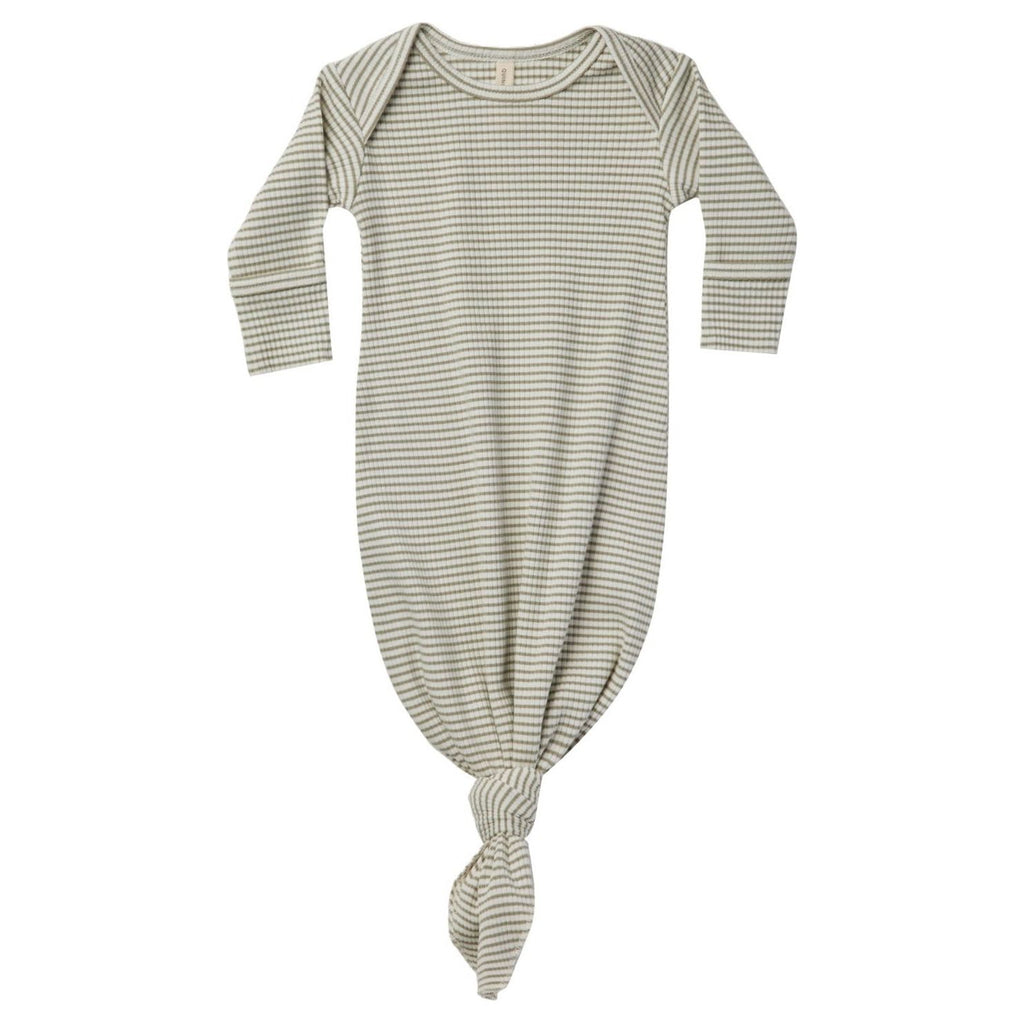 Knotted Baby Gown | Fern Stripe