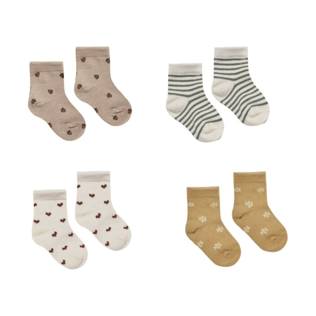Printed Socks Set | Fern Strip, Acorns, Hearts & Daisy