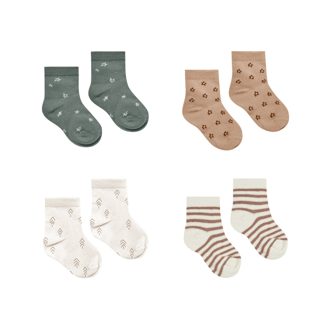 Printed Socks Set | Cocoa Stripe, Stars, Trees & Ditsy
