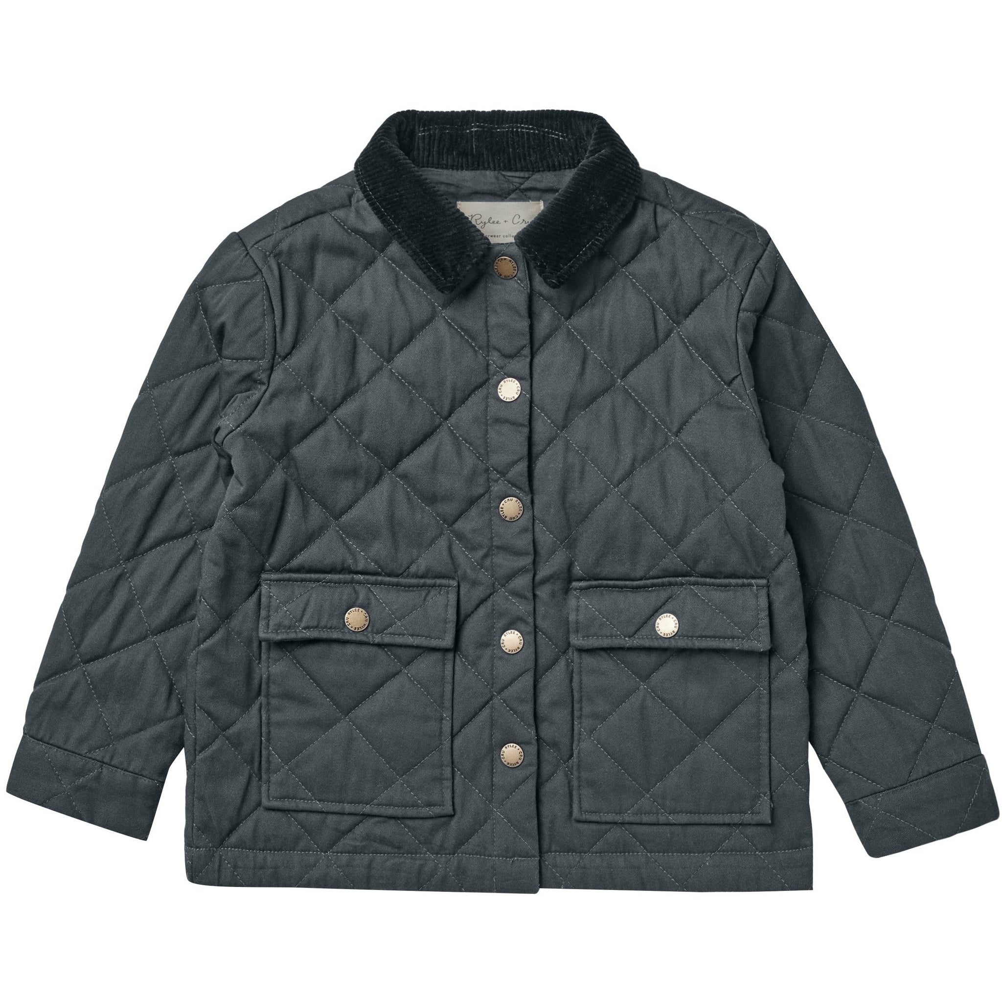 Long Quilted Coat Navy Little Pinwheels
