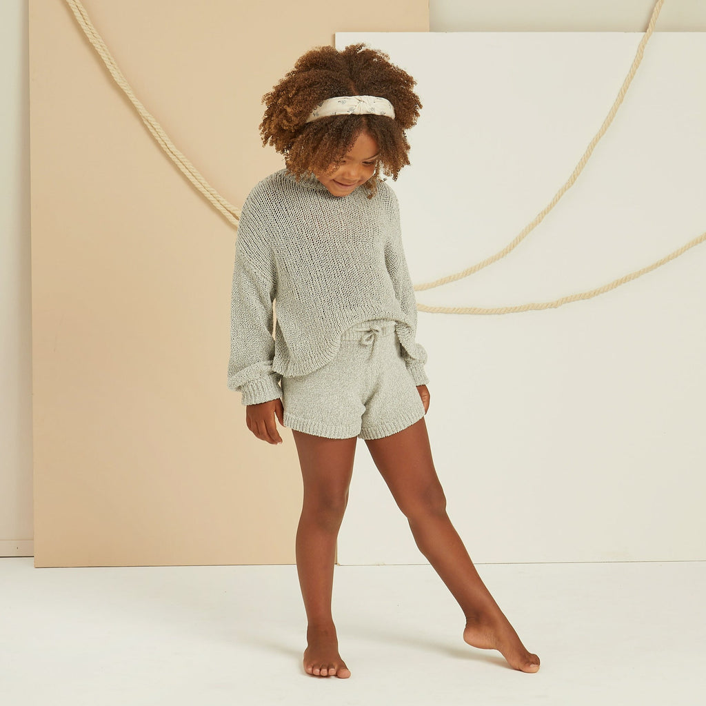 Space Dye Sweater With Shorts Set | Light Blue