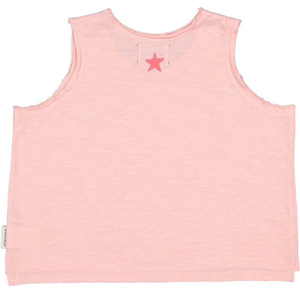 Sleeveless T-shirt | Pink With Multicolor Circle Print