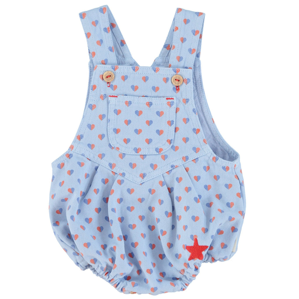 Baby Romper | Blue With Hearts Allover