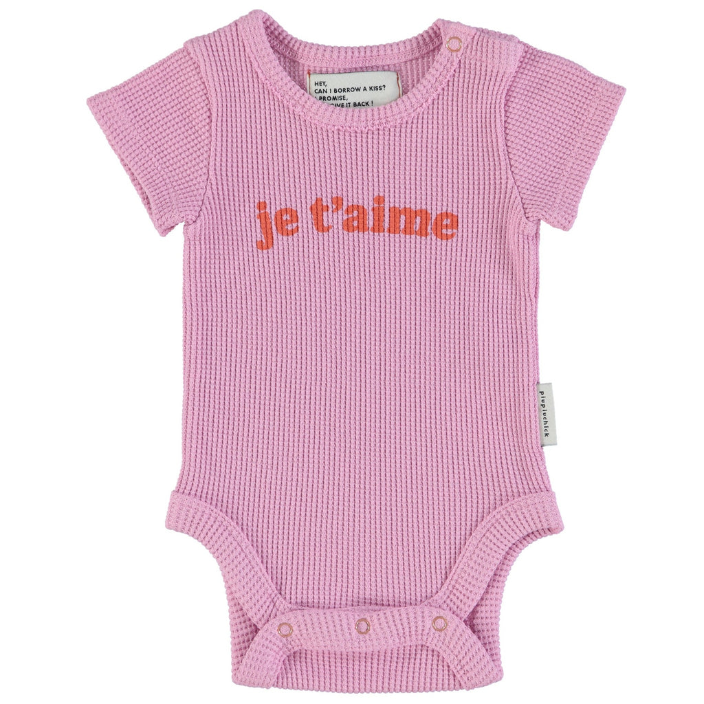 Baby Short Sleeve Body | Lavander With je t'aime Print
