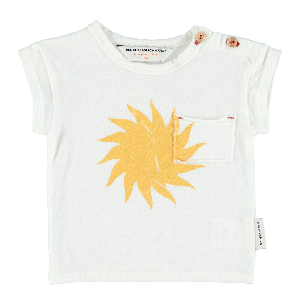 Baby T-Shirt | Ecru With Yellow Sun Print