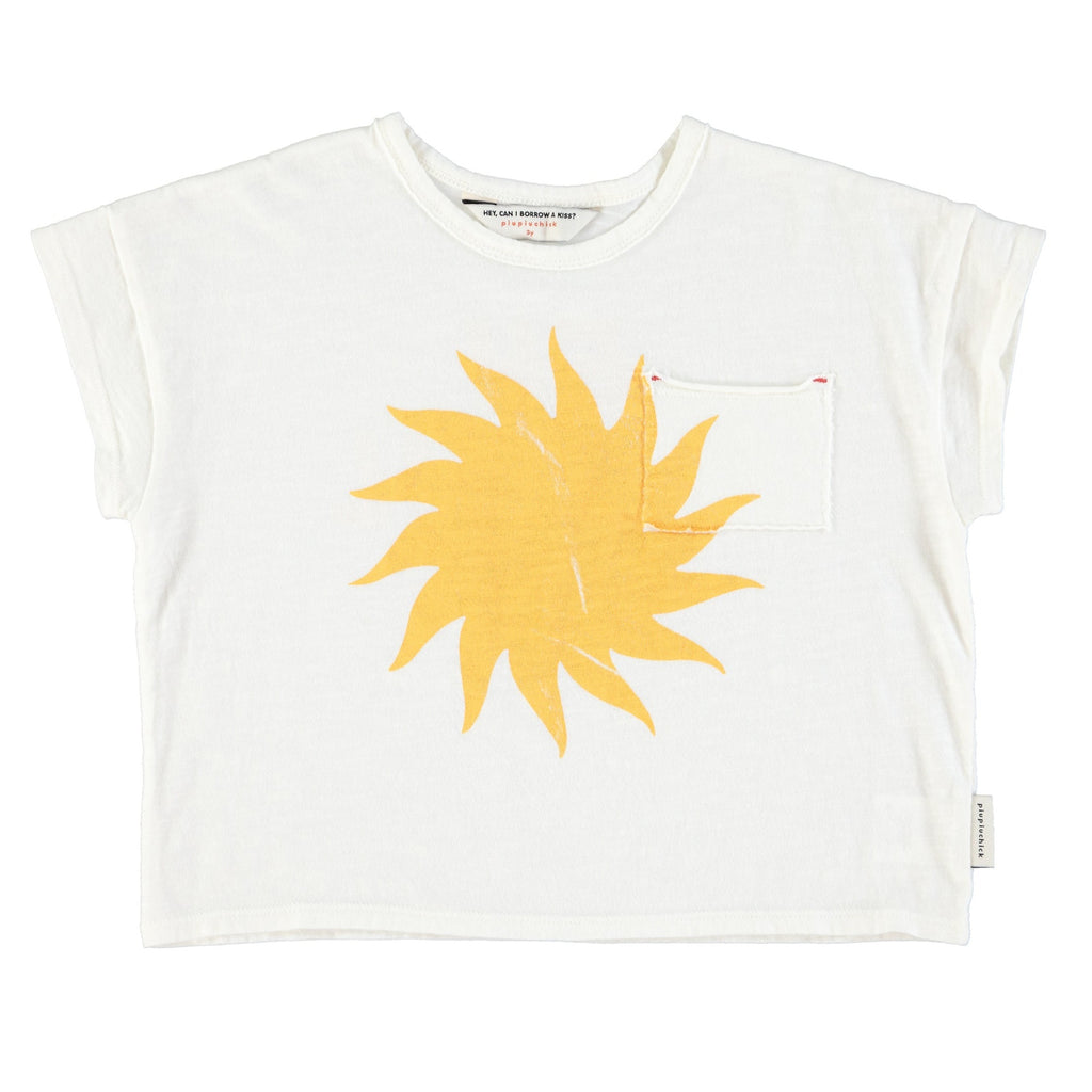 Kids T-Shirt | Ecru With Yellow Sun Print