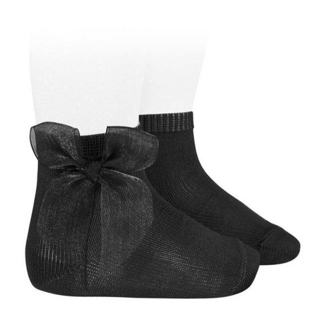 Ceremony Short Socks With Organza bow | Black