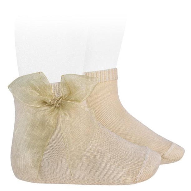 Ceremony Short Socks With Organza bow | Linen